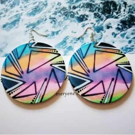 Wooden Round Triangle Earrings