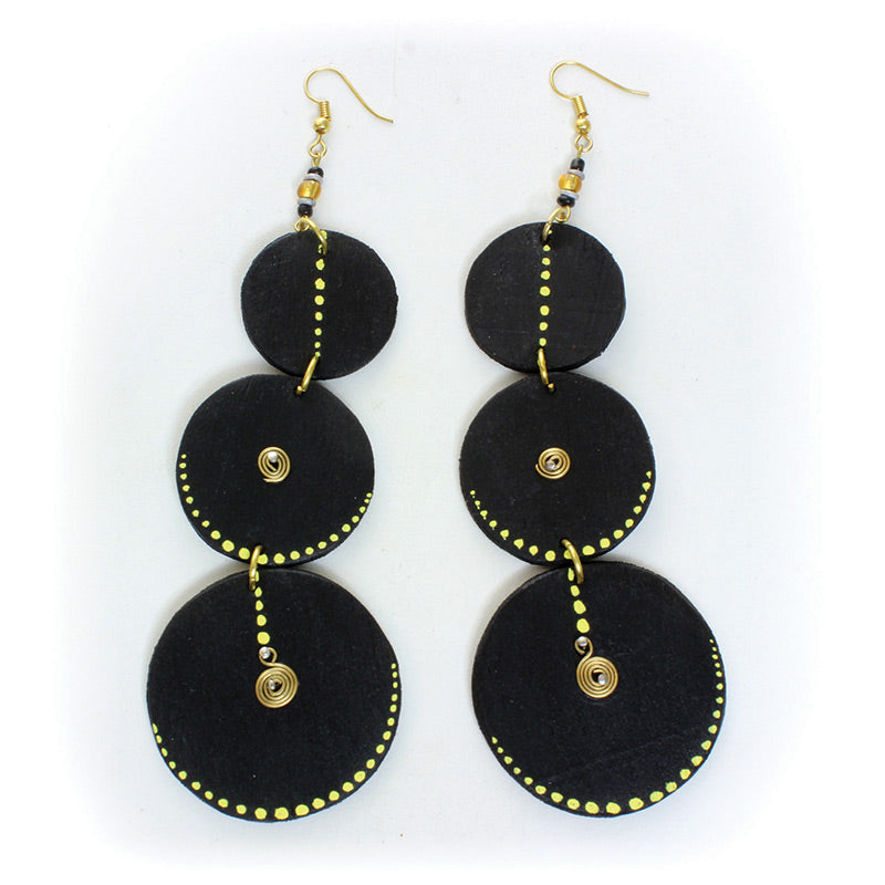 Black Wooden Goddess Earrings