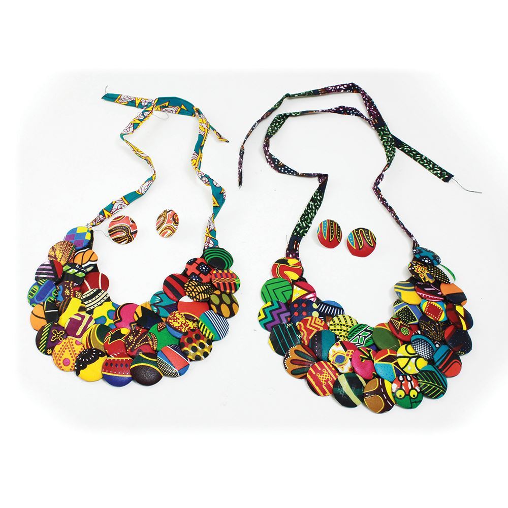 Kitenge 3-Row Disc Necklace Set