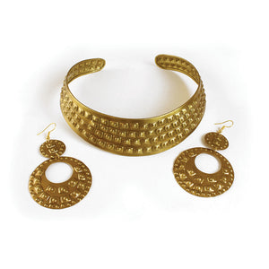 Studded Brass Choker & Earrings