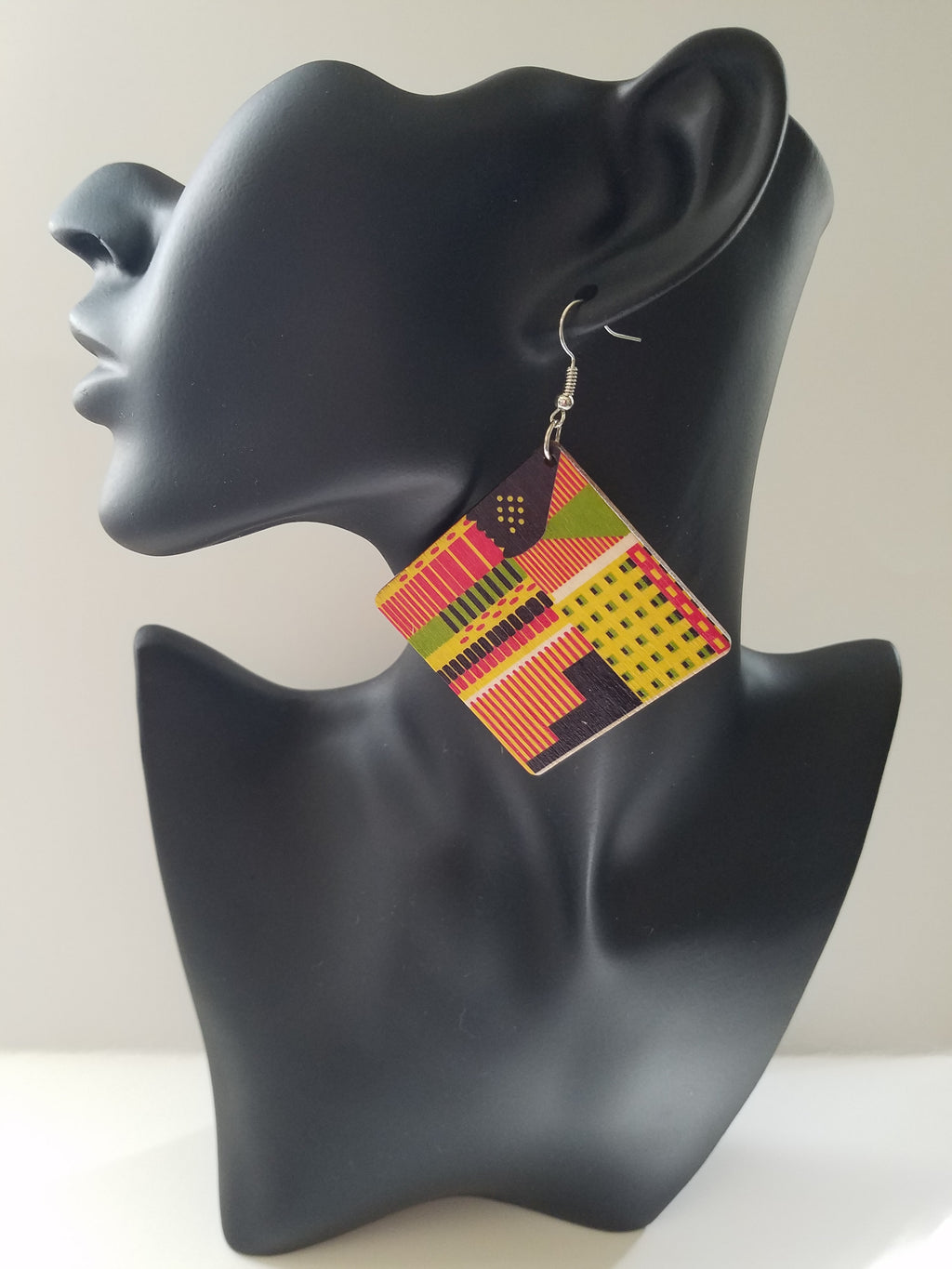 African Vintage Kente Square Earrings