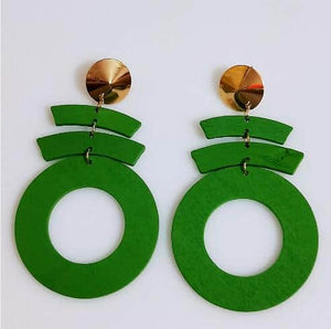 African Mosaic Wooden Earrings