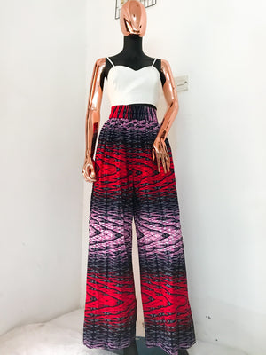 Women's Wide Leg Pink and Red Pants