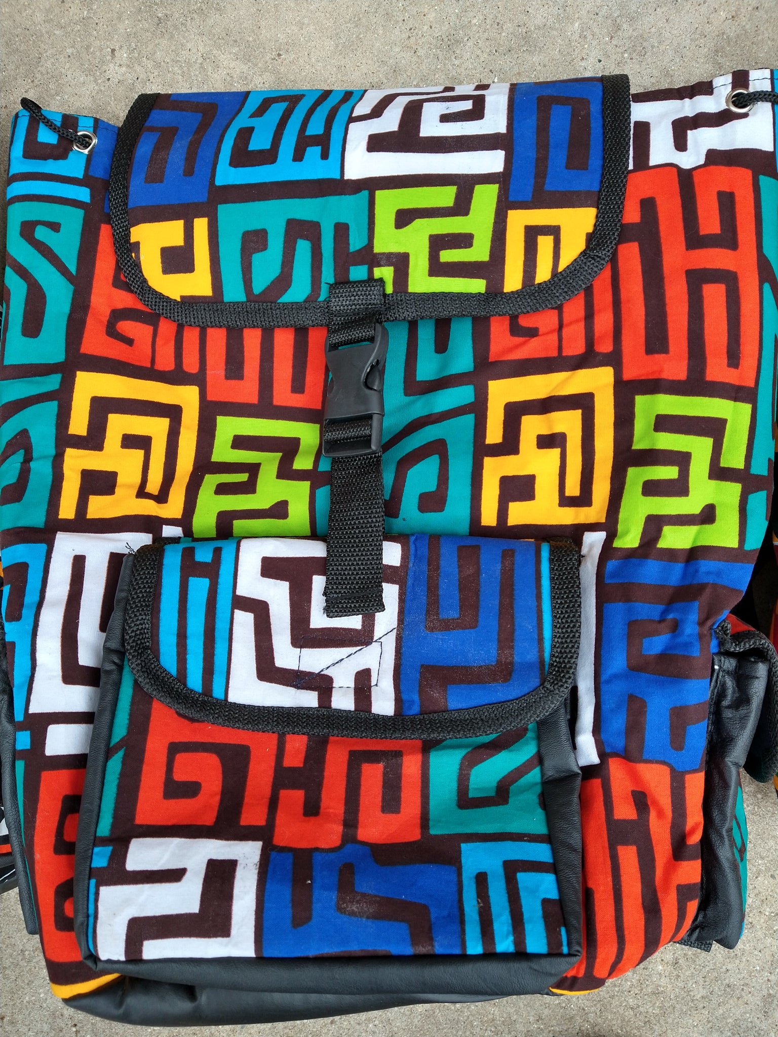 Blue/Red Ankara Backpack