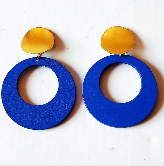 African Blue Gold Earrings Med