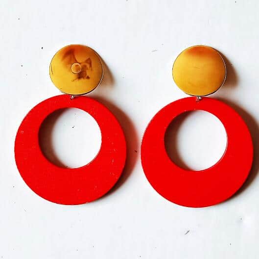 African Red Gold Earrings Med
